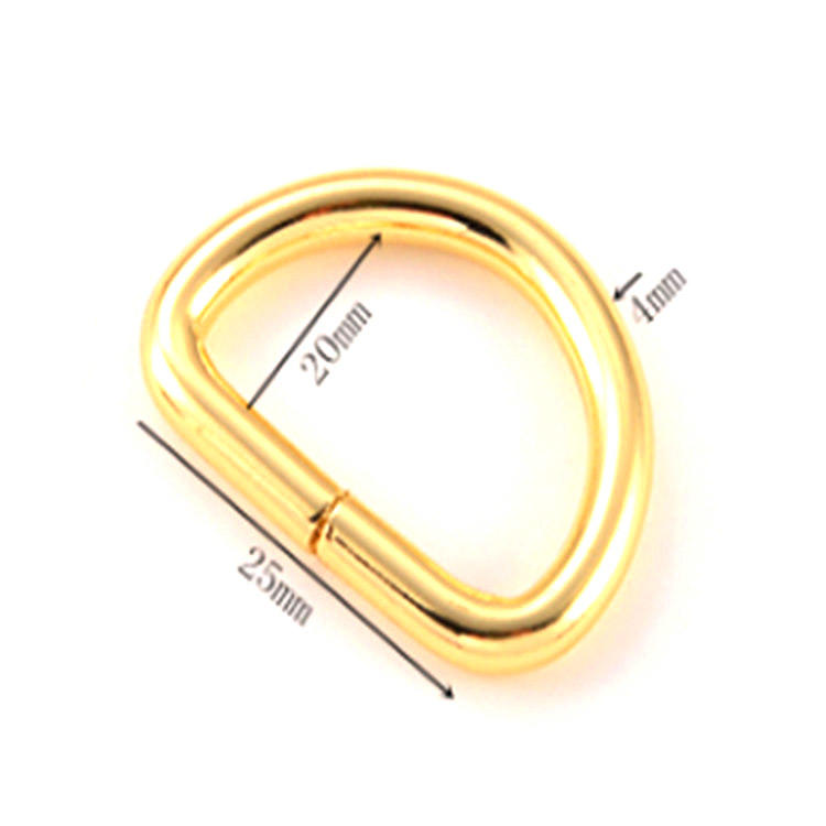 Percha de anillo en D de color dorado de acero al carbono niquelado para bolso