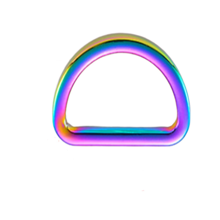 Anillo en D de metal tipo plano de color arcoíris para equipaje