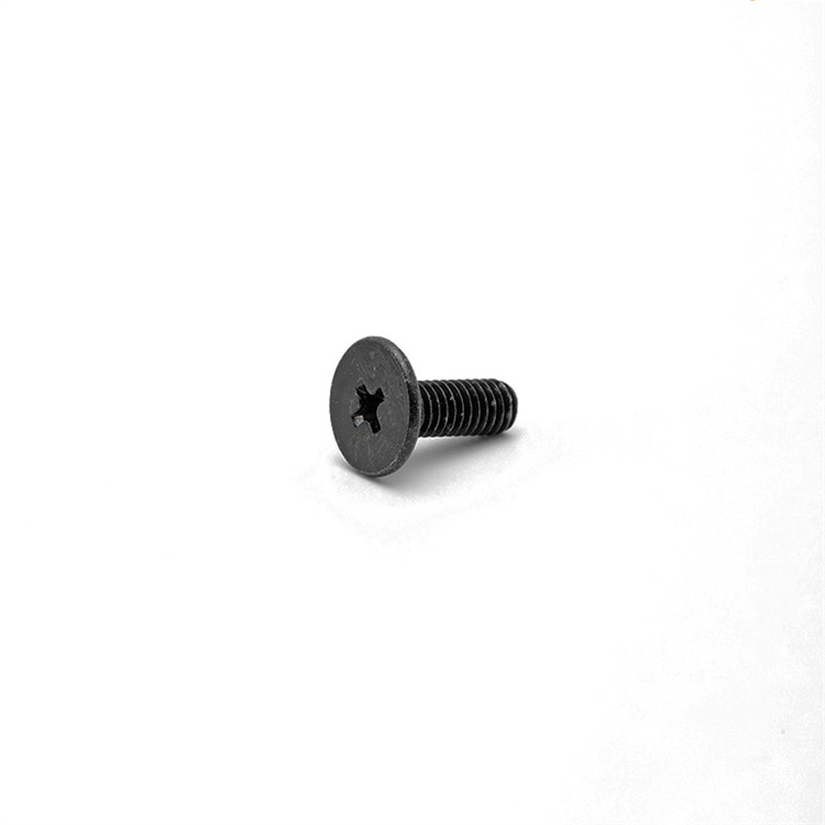 Tornillo de computadora de 3 mm de cabeza plana de acero al carbono negro m2