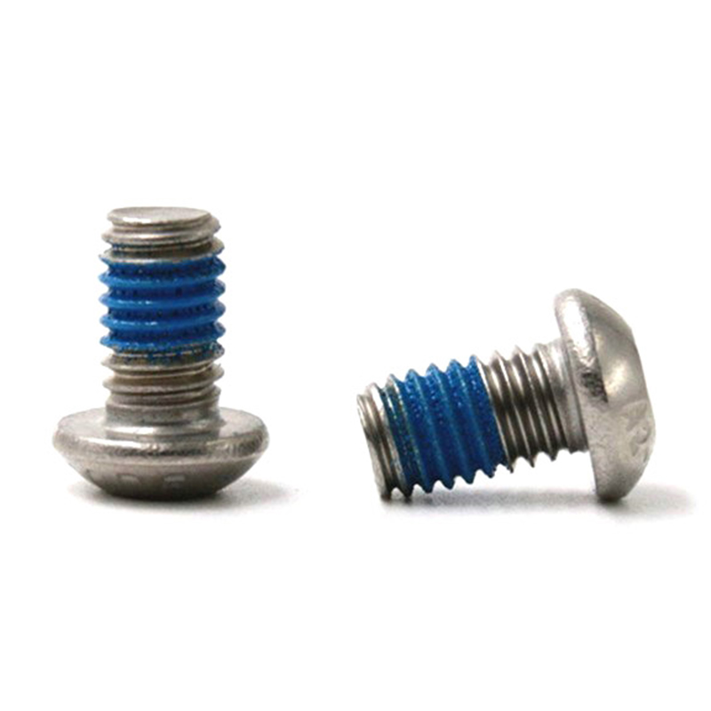 Zócalo de cabeza de botón M2, microtornillo pequeño con parche de nailon Zócalo de cabeza de botón M2, microtornillo pequeño con parche de nailon