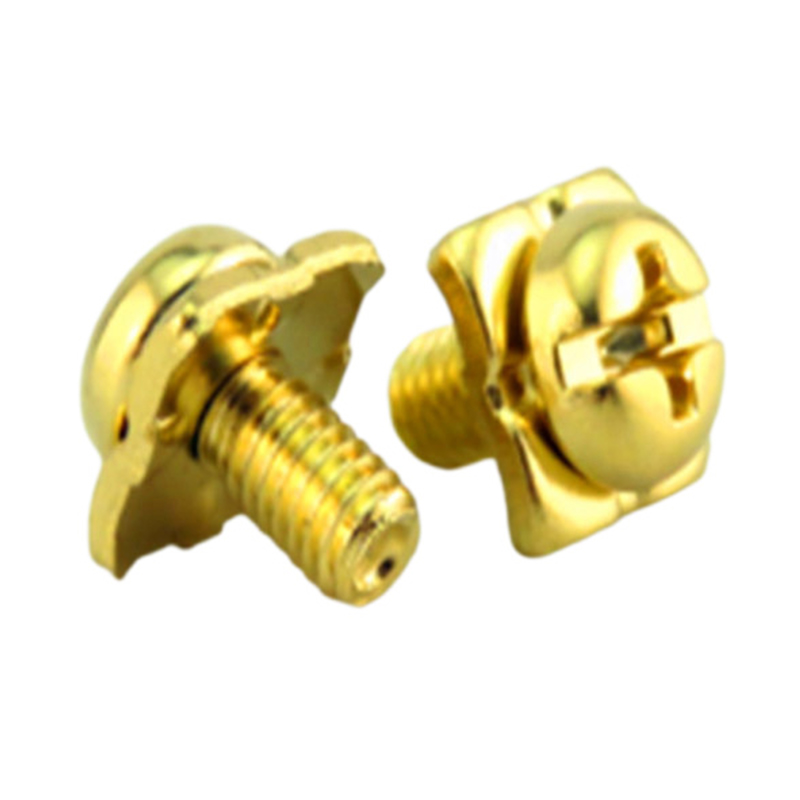 Tornillo de fijación transversal ranurado de acero inoxidable plateado con arandela cuadrada