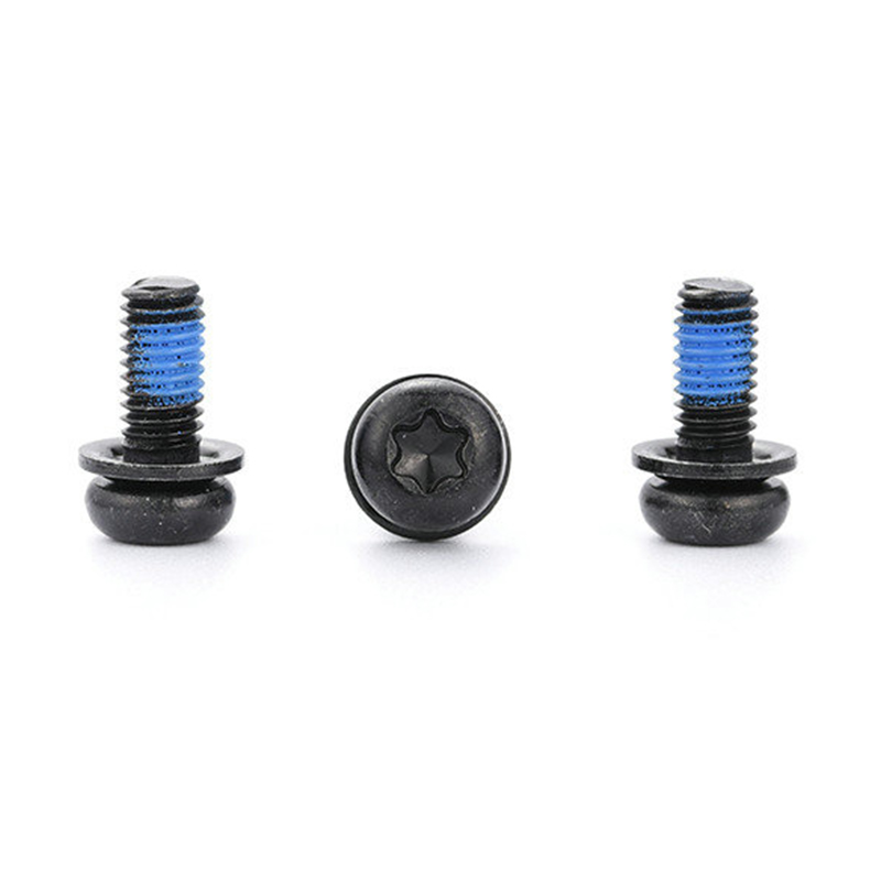 Tornillo Torx de cabeza redonda negro con parche de nailon