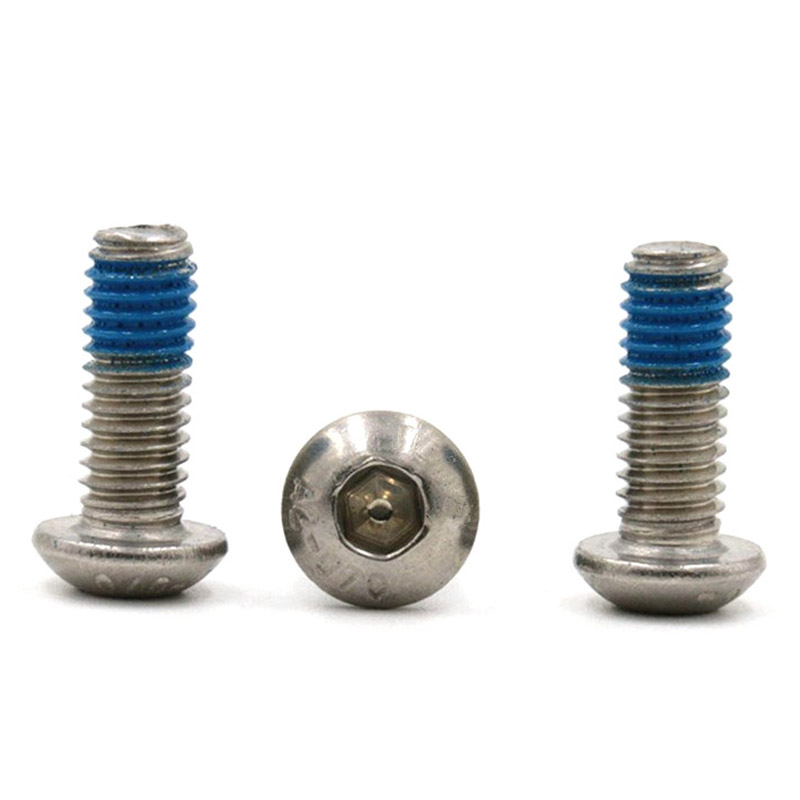 Mini microtornillo hexagonal con cabeza de botón de acero inoxidable M3 con parche de nailon