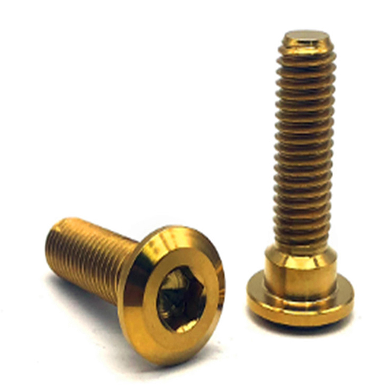 Tornillo de titanio para bicicleta con cabeza plana y casquillo hexagonal de color dorado al por mayor